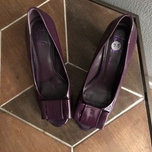 Franco Sarto Bow Pump Peep Toe Purple Sz 7.5
